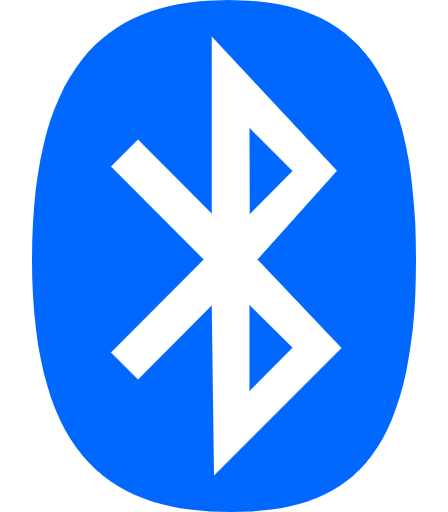 Bluetooth symbol on a blue background.